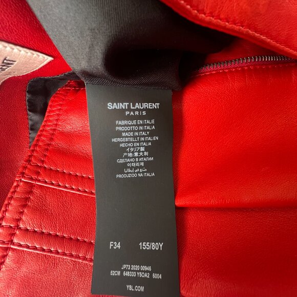 YSL Saint Laurent Red Leather Blazer Jacket Matching Shorts Suit Set Women Small - Picture 14 of 15